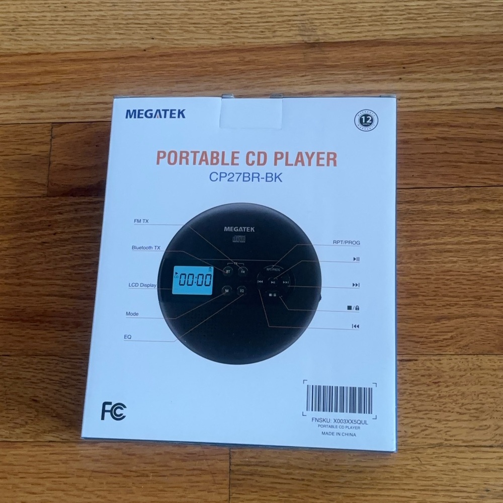 Black Portable CD Player with Bluetooth
